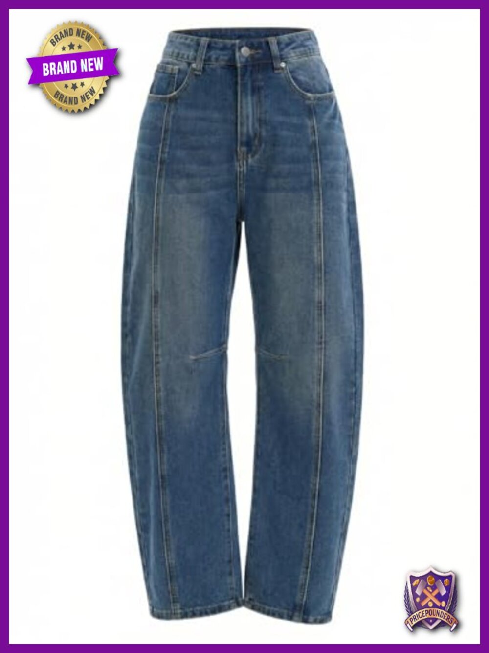 Womens Barrel Jeans High Waisted Wide Leg Baggy Denim Pants